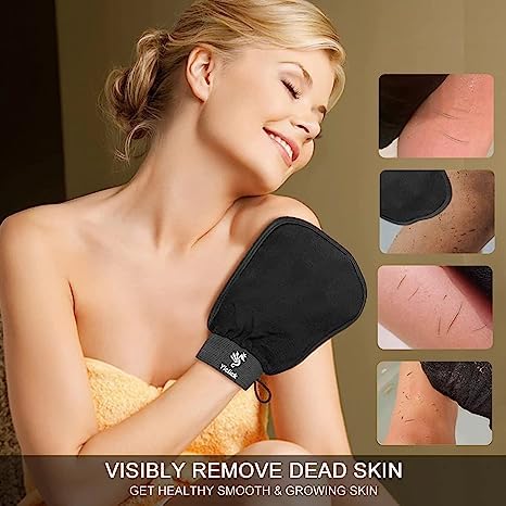 Exfoliating Gloves, Exfoliating Body Scrubber for Bath Shower Exfoliation, Body Scrub Exfoliator Loofah Sponge for Dead Skin Remover, Deep Korean Exfoliating Mitt