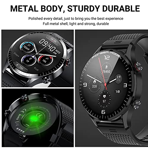 HOAIYO Smart Watches for Men Women (Call Receive/Dial), AMOLED Smartwatch with Heart Rate SpO2 Sleep Calories Counter, Waterproof Fitness Watch for Android iOS Phones (23Black, 1.5")