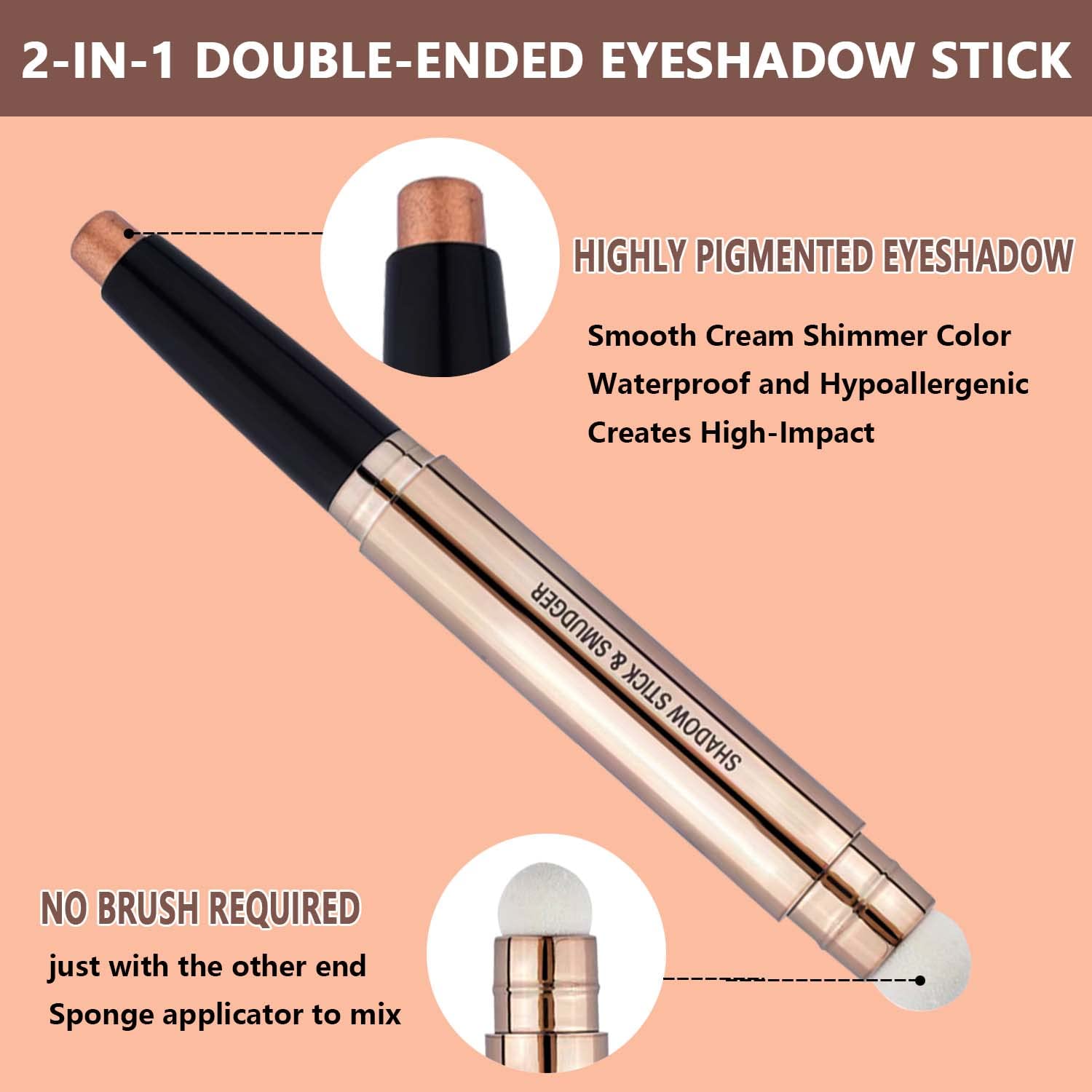 Nude Eyeshadow Stick Makeup pen, Cream Shimmer Smooth Eyes hadow Pencil Palette, Hypoallergenic Waterproof Long Lasting Highlighter, Eye Liner Pen, Multi-Dimensional Eyes Look