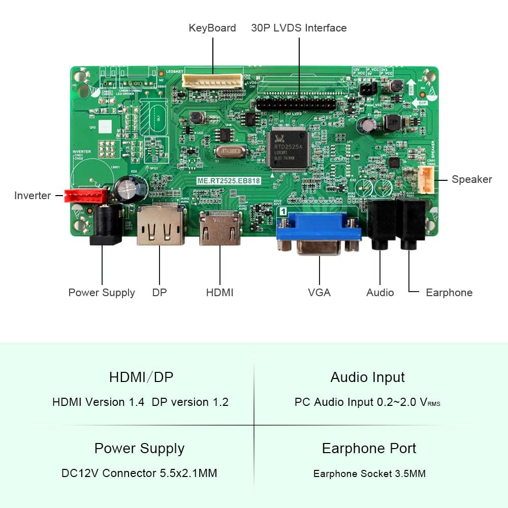 FanyiTek HDMI DP VGA Control Board for 19" 1440x900 30pin 4CCFL LVDs Screen LTM190M2-L01 HT190WGL-600 M190MWW3 R0 M190PW01 V0