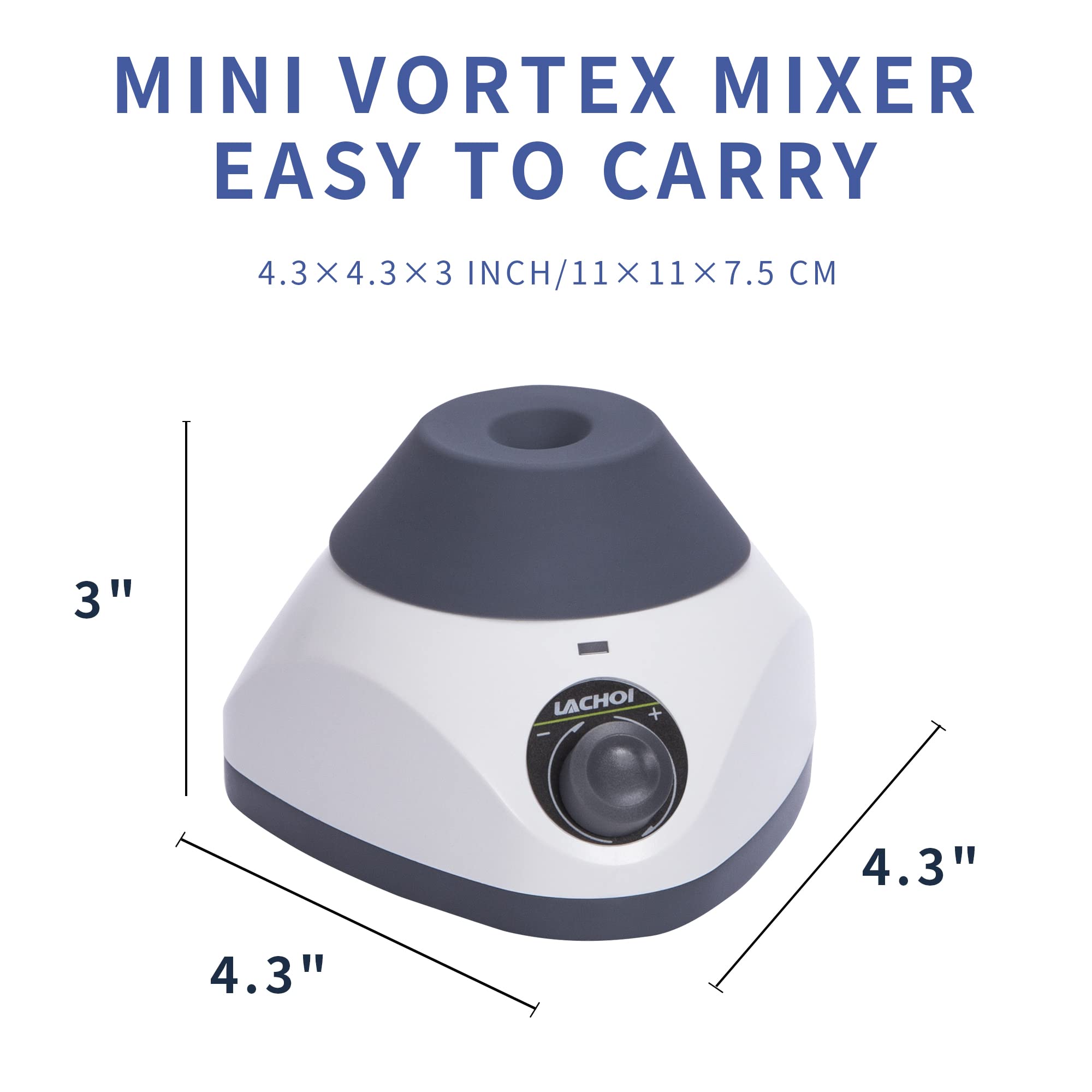 LACHOI Mini Vortex Mixer Lab Vortex Shaker with Touch Function 500-3500rpm Mix Up to 50ML 4.5mm Orbital Diameter for Nail Polish Ink Eyelash Adhesives Acylic Paint Test Tube Vortex Paint Mixer