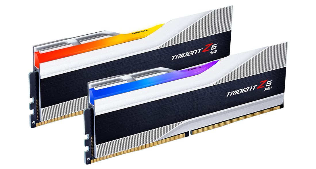 G.SKILL Trident Z5 RGB Series (Intel XMP 3.0) DDR5 RAM 64GB (2x32GB) 6000MT/s CL30-40-40-96 1.40V Desktop Computer Memory UDIMM - Metallic Silver (F5-6000J3040G32GX2-TZ5RS)