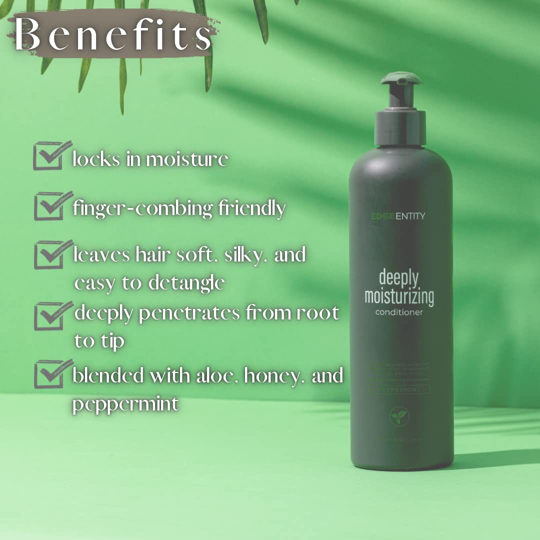 Edge Entity Peppermint & Aloe Vera Conditioner, Moisturizing & Conditioning Treatment, Hydrating Conditioner for Kinky, Curly, Coily, 4A-4C hair types, for Women- 8 oz