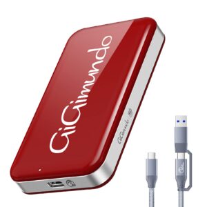 gigimundo 512gb 40gbps portable ssd, external solid state drive, up to 3000+mb/s data transfer thunderbolt 3, red