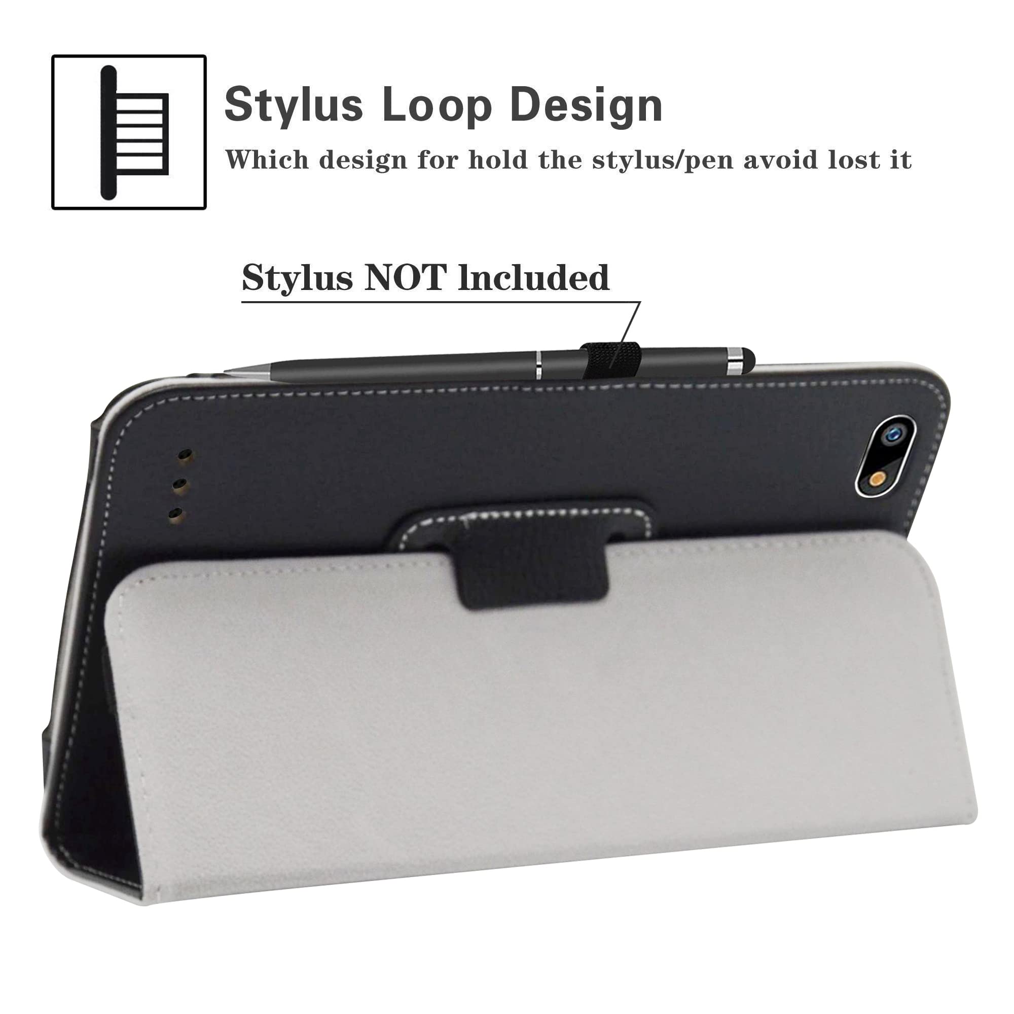 LiuShan PU Leather Slim Folding Stand Cover Case for Sunshine T1 Elite/Foxx T8/Qlink Scepter 8/Sky Pad 8/NUU Tab 8/Sky Devices Elite OctaX/Sky Devices Elite T8 Plus/Xmobile X8/Sky Devices,Black