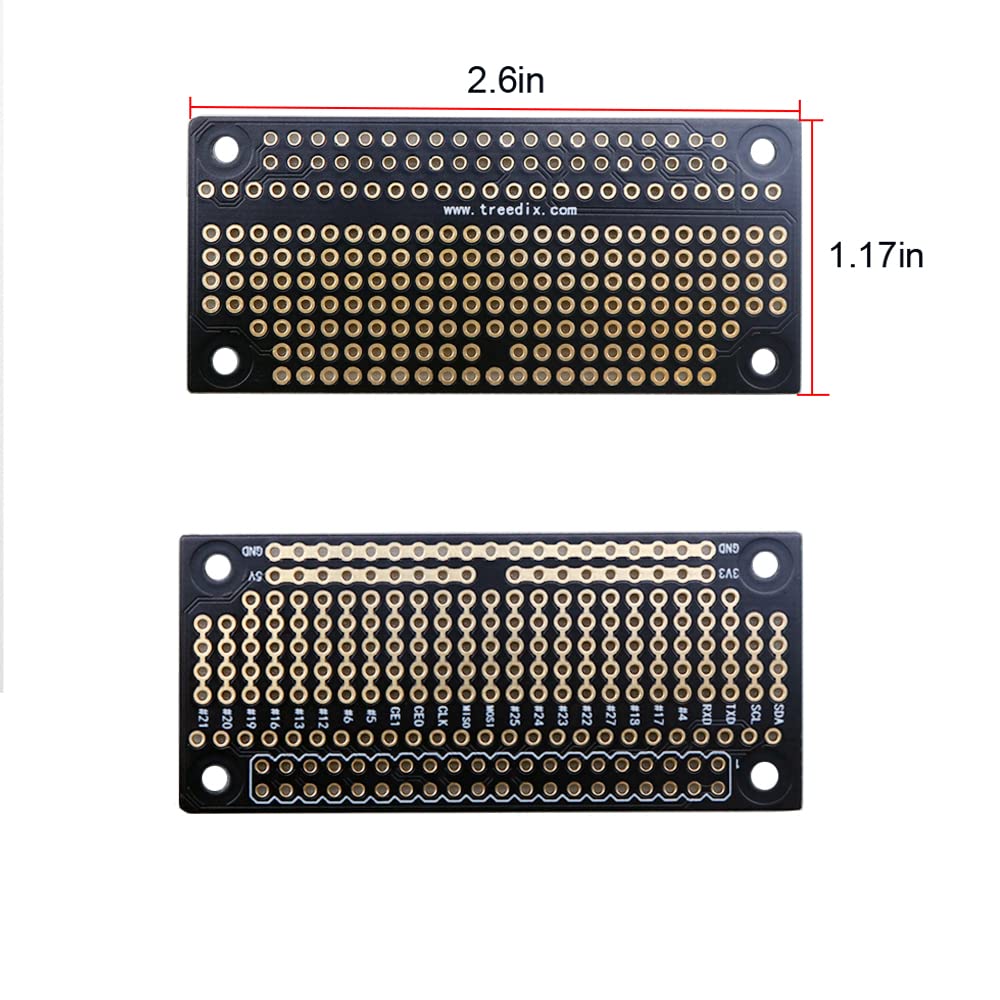 Treedix 2pcs GPIO Protoboard Breadboard HAT with Female Pin Connector PCB Prototyping Board Pi Zero Board Compatible with Raspberry Pi Zero(unwelding