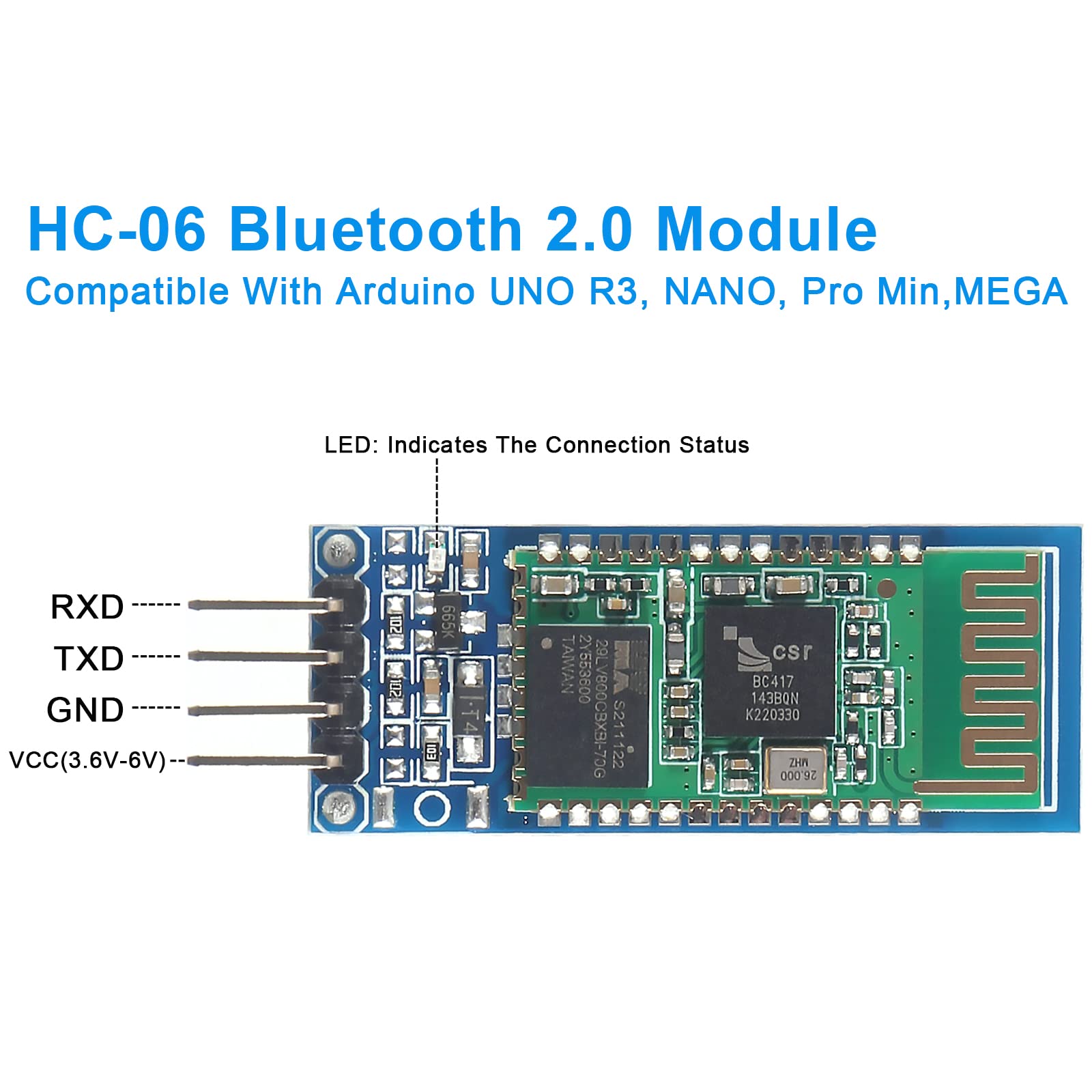 3PCS HC-06 HC 06 Bluetooth Module RF Wireless Bluetooth Transceiver Module 4 Pins for Arduino