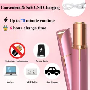 JNATER Facial Hair Removal for Women - Painless Hair Removal Device (Rechargeable), Portable Facial Hair Remover for Women Face, Upper Lip, Chin, Arms and Peach Fuzz with Light (Pink)