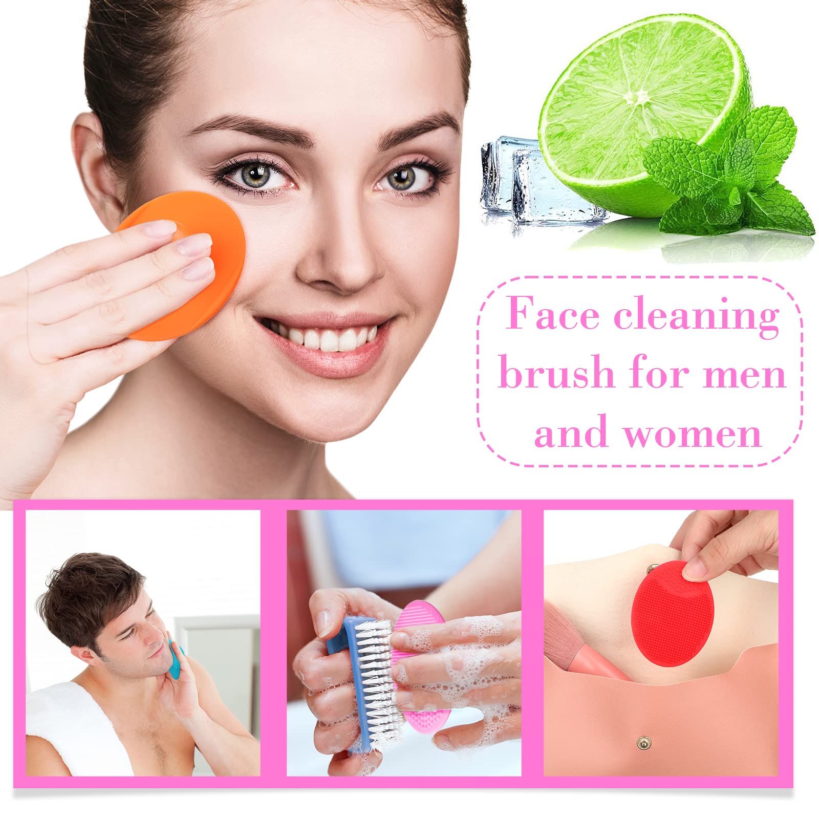 Nuogo 40 Pack Facial Cleansing Brush Face Scrubber Face Exfoliator Exfoliating Brush Soft Silicone Scrubber Handheld Wash Scrub Pad Tool for Deep Cleaning Pore Blackhead Delicate Dry Skin Care Women