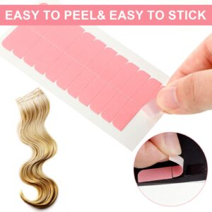 TecUnite 180 Pieces Hair Extension Tape Tabs Double Sided Extension Tapes for Replacement, 4 x 0.8 cm(Pink)