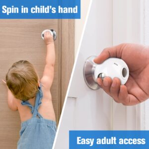 Door Knob Child Proof Universal Size 2.7" Diameter Baby Door Knob Safety Cover for Kids Easy Grip Baby Proof Door Knob Covers Hard for Toddlers to Open Child Safety Door Knob Covers (4 Pack)