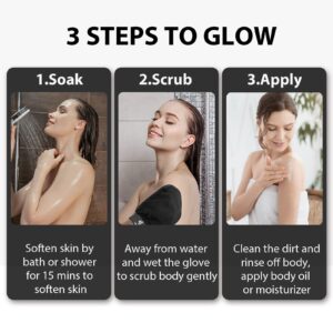 Exfoliating Gloves, Exfoliating Body Scrubber for Bath Shower Exfoliation, Body Scrub Exfoliator Loofah Sponge for Dead Skin Remover, Deep Korean Exfoliating Mitt