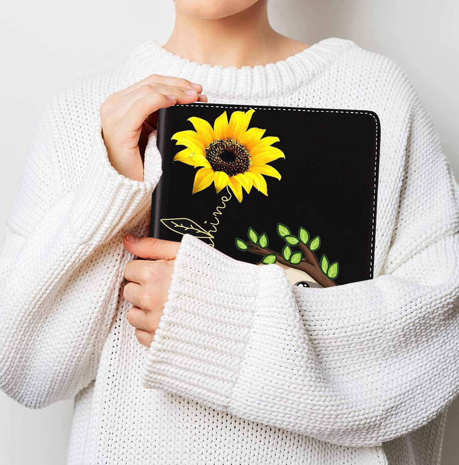 for iPad 10.2/10.5Case，with Coaster Adjustable Stand Auto Wake & Sleep Smart Cover for iPad 9th / 8th / 7th Generation (2021/2020/2019) 10.2 inch/iPad Air 10.5" 2019 - Sunflower and Sloth (Pen Bag)