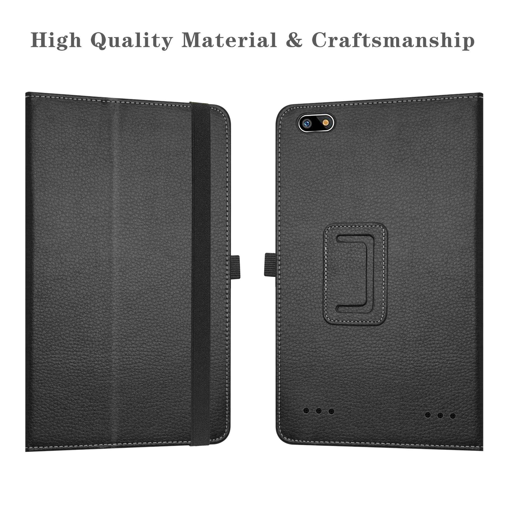 LiuShan PU Leather Slim Folding Stand Cover Case for Sunshine T1 Elite/Foxx T8/Qlink Scepter 8/Sky Pad 8/NUU Tab 8/Sky Devices Elite OctaX/Sky Devices Elite T8 Plus/Xmobile X8/Sky Devices,Black