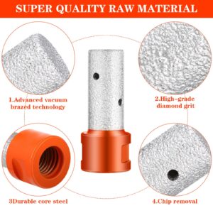 Lothee 3 Pcs Diamond Beveling Chamfer Bits with 5/8-11 in Thread Adapter Diamond Milling Bits for Existing Holes Enlarging Shaping Trimming in Tile Marble Glass Granite Ceramic (Silver, Red, Orange)