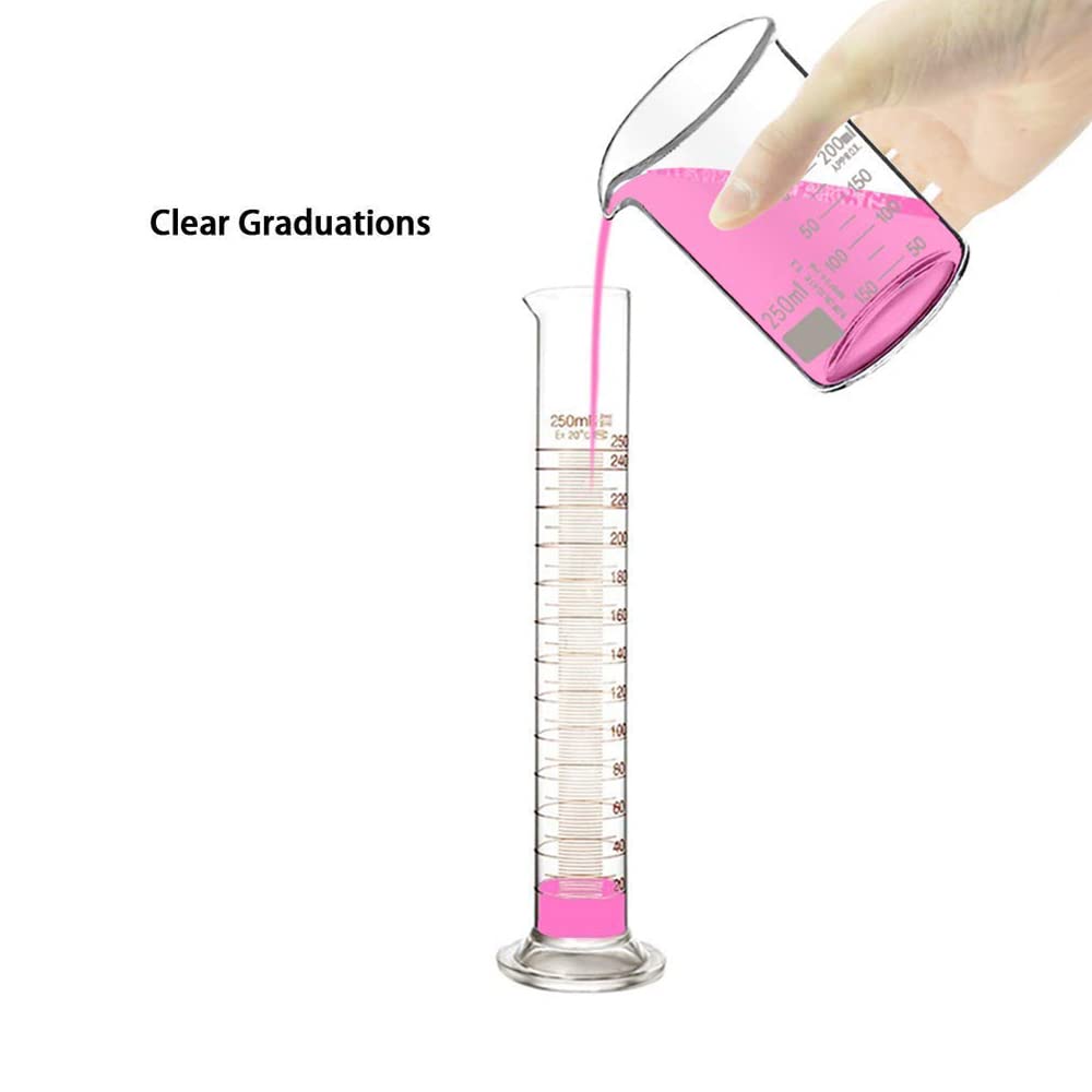 25ml Graduated Glass Cylinders Measuring Cylinders Glass Test Jar Borosilicate Glass Heat Resistance Accurate Measure For Research Lab Industry Teaching Home Brewing Wine Liquor Test (25ml)