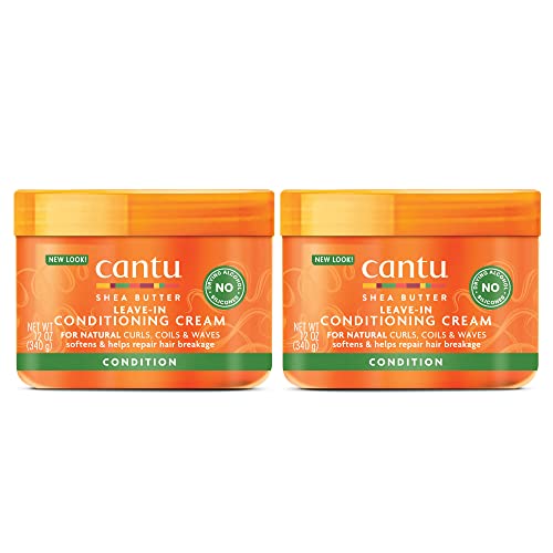 Cantu Leave-In Conditioning Cream for Natural Hair with Pure Shea Butter, 12 oz (Pack of 2) (Packaging May Vary)