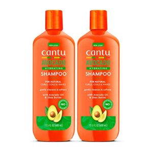 cantu avocado hydrating sulfate-free shampoo with pure shea butter, 13.5 oz (pack of 2) (packaging may vary)