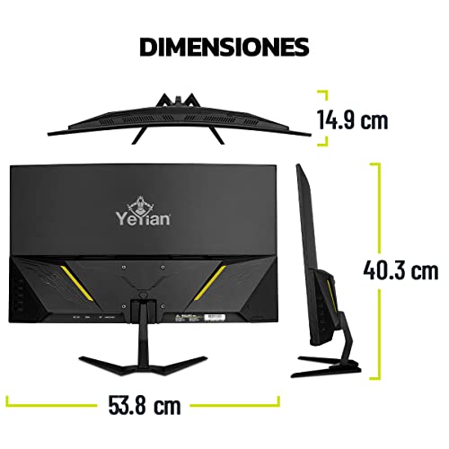 YEYIAN 24” Curved 200 Hz/165 Hz/144 Hz Gaming Monitor, FHD R1650 Curved 1080P LED PC Monitor, 16:9, 178°, 16.7M Colors, 3000:1, Stereo Speaker, FreeSync, HDMI 2.0, DP 1.2, 75mm VESA