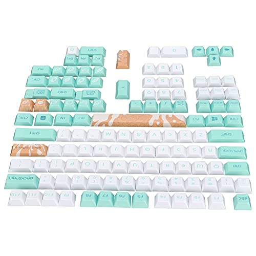 GOWENIC PBT Keycaps,128 Key English Style with Candy Pattern Elements, Ergonomic Design,with PBT Buttons, Oil‑Resistant PBT Materials,Abrasion Resistance,for Universal PC Gaming Keyboard