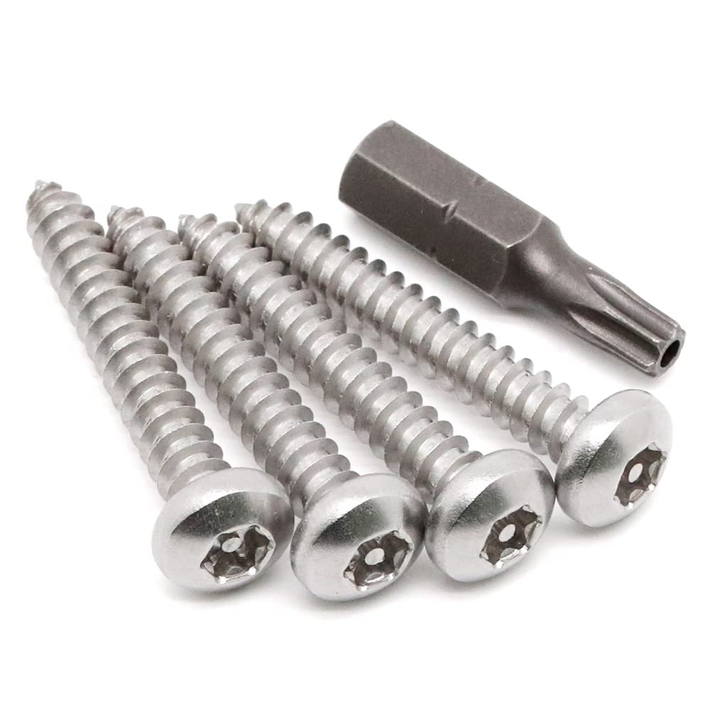 #8 x 1/2" Stainless Steel Button Head Torx Sheet Metal Screws Security Silver Screws Anti-Theft Tamper Proof with Bit T20 50 PCS