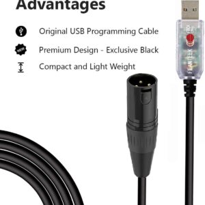 Feanteek USB to DMX Adapter Cable RS485 Converter 3PIN XLR Male DMX512 Freestyler Software PC Control Dimmer Cable with FTDI Chip Support Win10 Mac OS(6ft/1.8m), Black