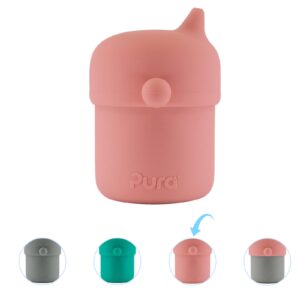 pura my-my silicone sippy cup 5oz/150ml - training cup, reusable, platinum food grade medical grade, spill proof cups for kids, toddlers, babies & infants (rose)