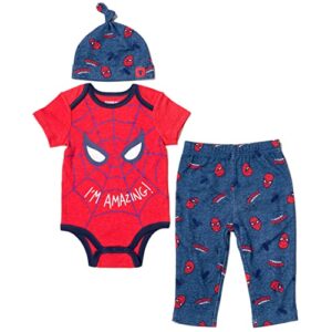 marvel avengers hulk newborn baby boys 3 piece outfit set: cuddly bodysuit pants hat green/gray 3-6 months