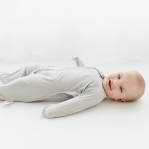 Transition Swaddle - Baby Wearable Blanket - Baby Sleep Sack - 2-Way Zipper - 95% Bamboo Viscose Fiber/5% Spandex - TOG 0.5 - Cozy Sleep Wrap designed by a pediatric (Cloud Gray, Medium 6-12 Month)