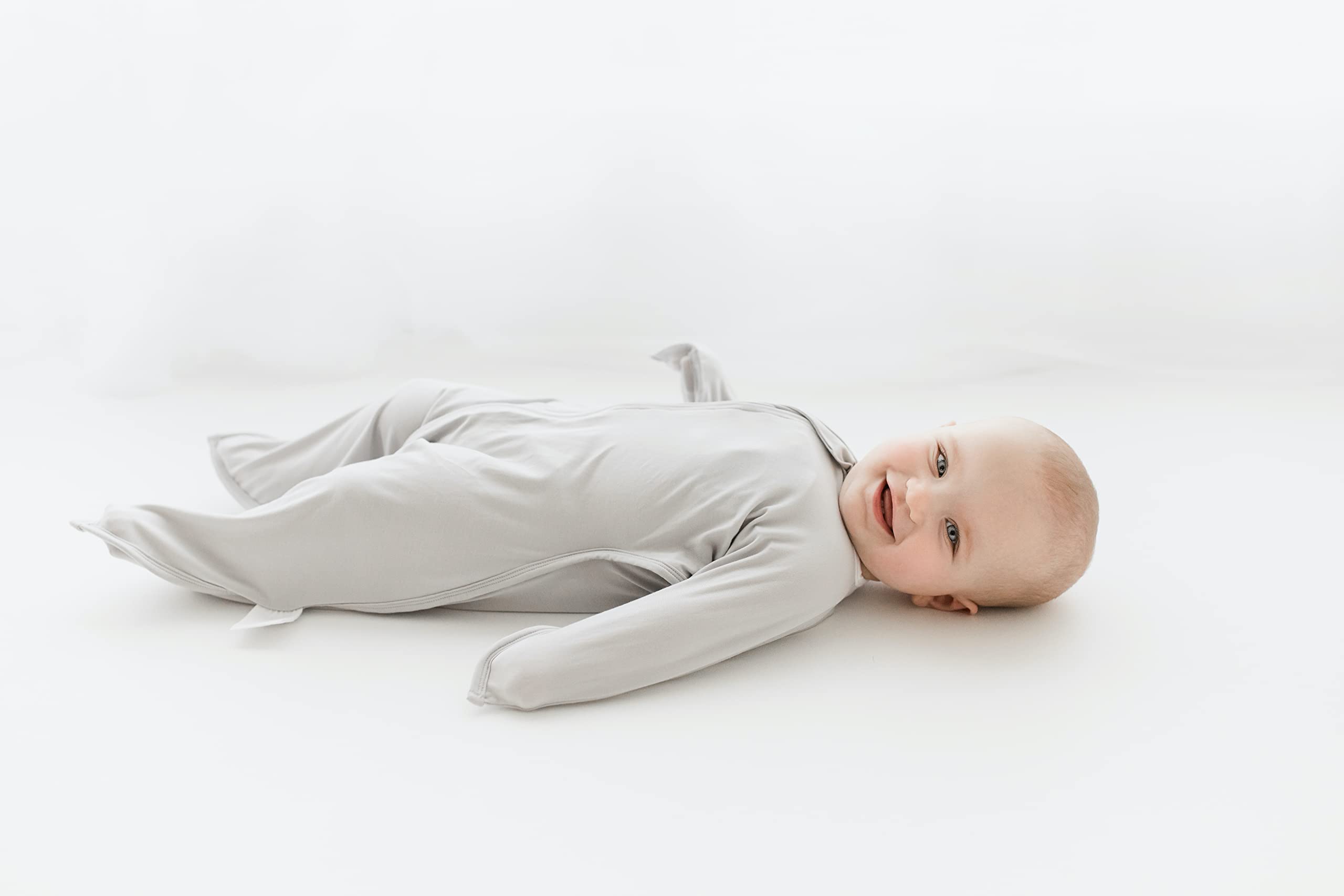 Transition Swaddle - Baby Wearable Blanket - Baby Sleep Sack - 2-Way Zipper - 95% Bamboo Viscose Fiber/5% Spandex - TOG 0.5 - Cozy Sleep Wrap designed by a pediatric (Cloud Gray, Medium 6-12 Month)