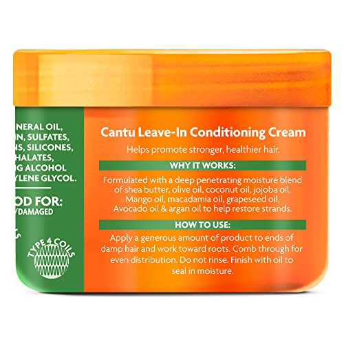 Cantu Leave-In Conditioning Cream for Natural Hair with Pure Shea Butter, 12 oz (Pack of 2) (Packaging May Vary)