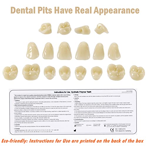 Dental Acrylic Resin Denture False Teeth A3, T6 Synthetic Polymer Resin Fake Teeth for Replacement, Halloween, DIY (28 Pcs/Set)