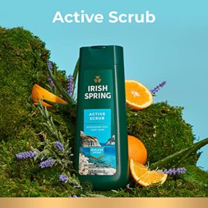 Irish Spring Mens Body Wash, Active Scrub Exfoliating Body Wash for Men, 20 Fl oz (Pack of 4)