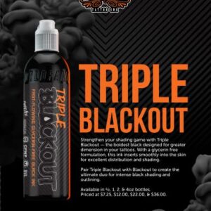 World Famous Tattoo Ink - Triple Blackout Tattoo Ink - Dark & Bold Black Shade - Professional Tattoo Ink & Tattoo Supplies - Skin-Safe Permanent Tattooing in Bold Shades - Vegan & Non-Toxic (1 oz)