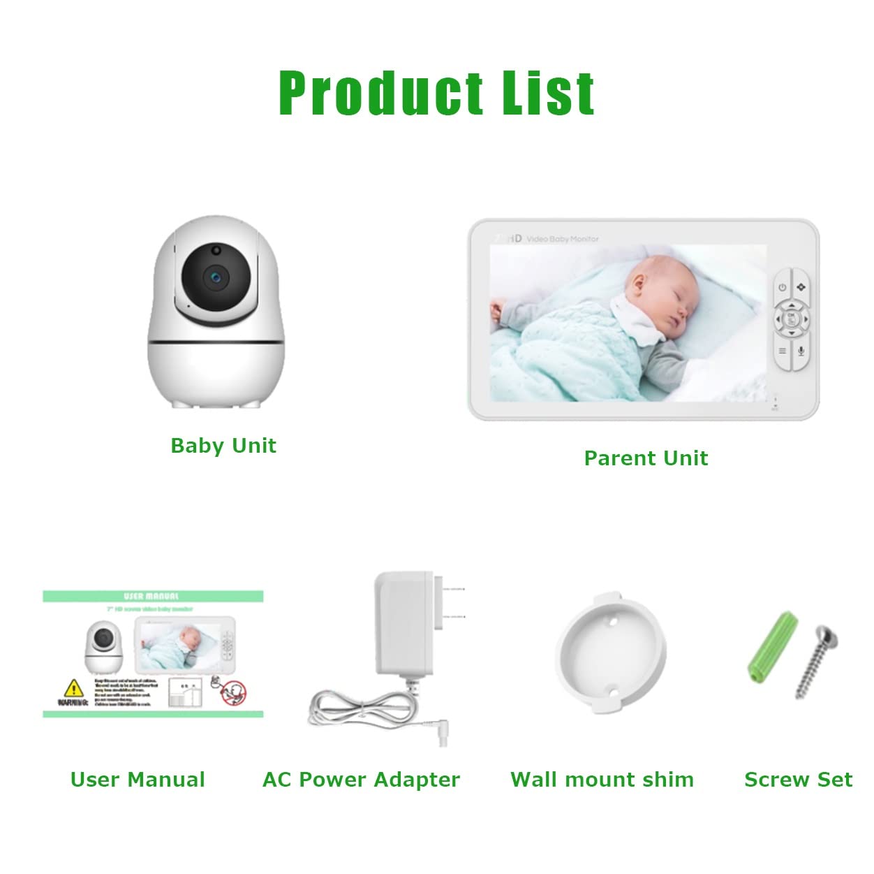 GUAZI STORE Baby Monitor, 7-inch Large Screen,Baby Monitor with Camera Audio Split Screen, Rotating Camera, Two-Way Talk, Temperature Monitoring,Baby 1080P Camera,Automatic Night Vision, Lullaby.…