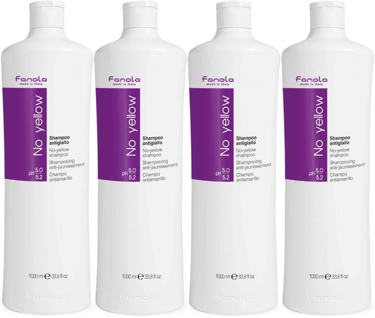 Fanola Toning Shampoo Bulk Sets (No Yellow 1000 ml, 4 Pack)