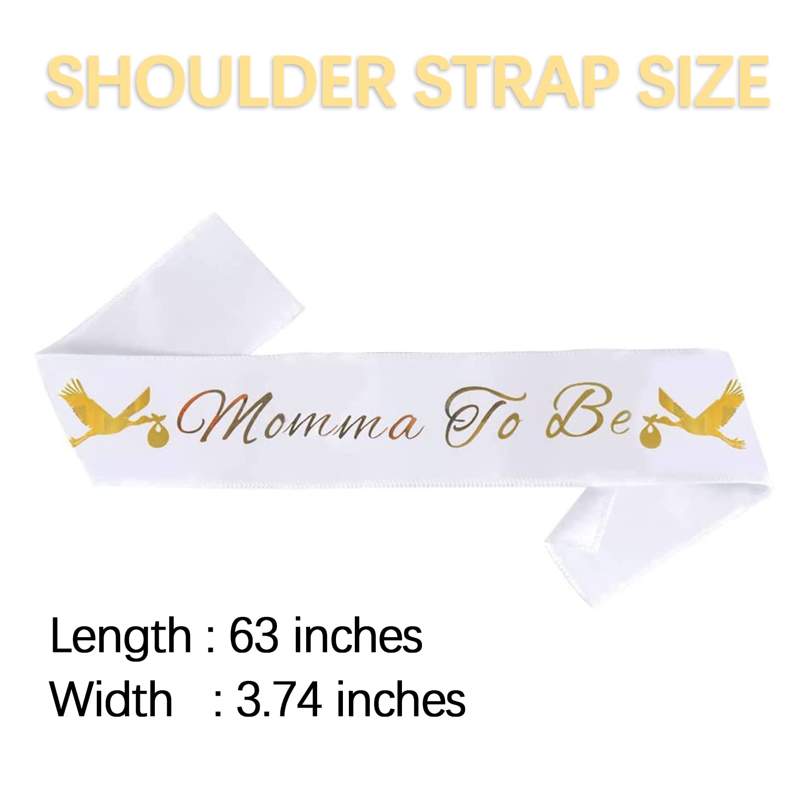 "Momma To Be" & "Daddy To Be" Baby Shower Sash, Baby Shower Party Decorations, Dad Badge Gifts, Mommy Supplies Reveal, with Cute Stork Image(White)