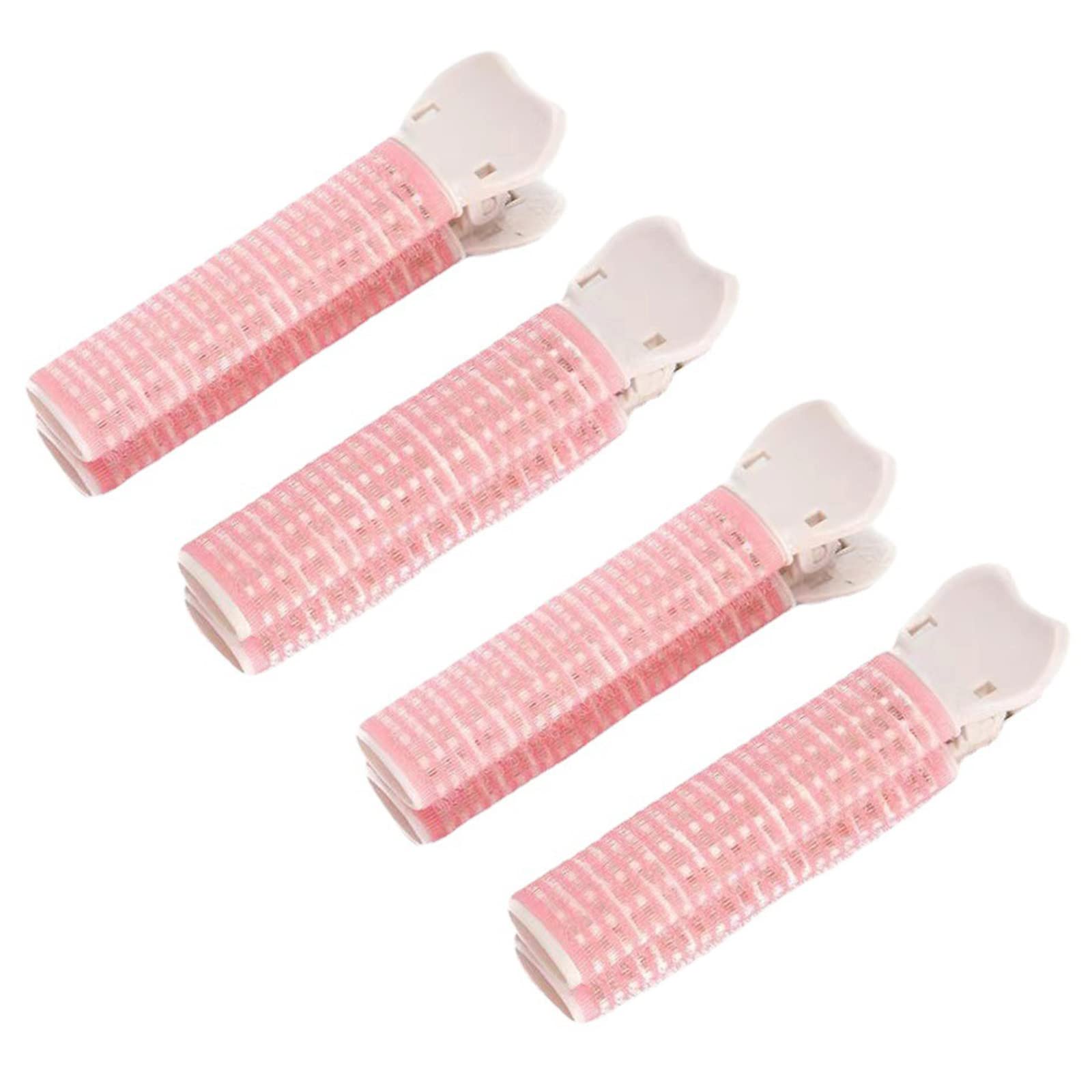 Hair Rollers with Clip Volumizing Bangs Curler DIY Styling Accessories Tool Portable Self Grip Volume Hair Root Clips, 4PCS, Pink (Pink)