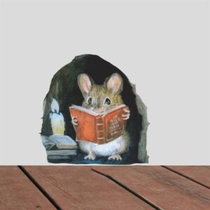 3D Mouse Hole Wall Stickers 3Pcs Mouse Reading Book in Wall Decals Water Funny Wall Stickers for Bedroom Nursery Wall Decor Mouse Stickers Valentines for Kids