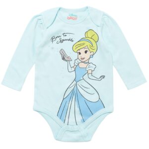 Disney Princess Ariel Belle Cinderella Newborn Baby Girls 5 Pack Bodysuits blue/green/Pink/White/Yellow 3-6 Months