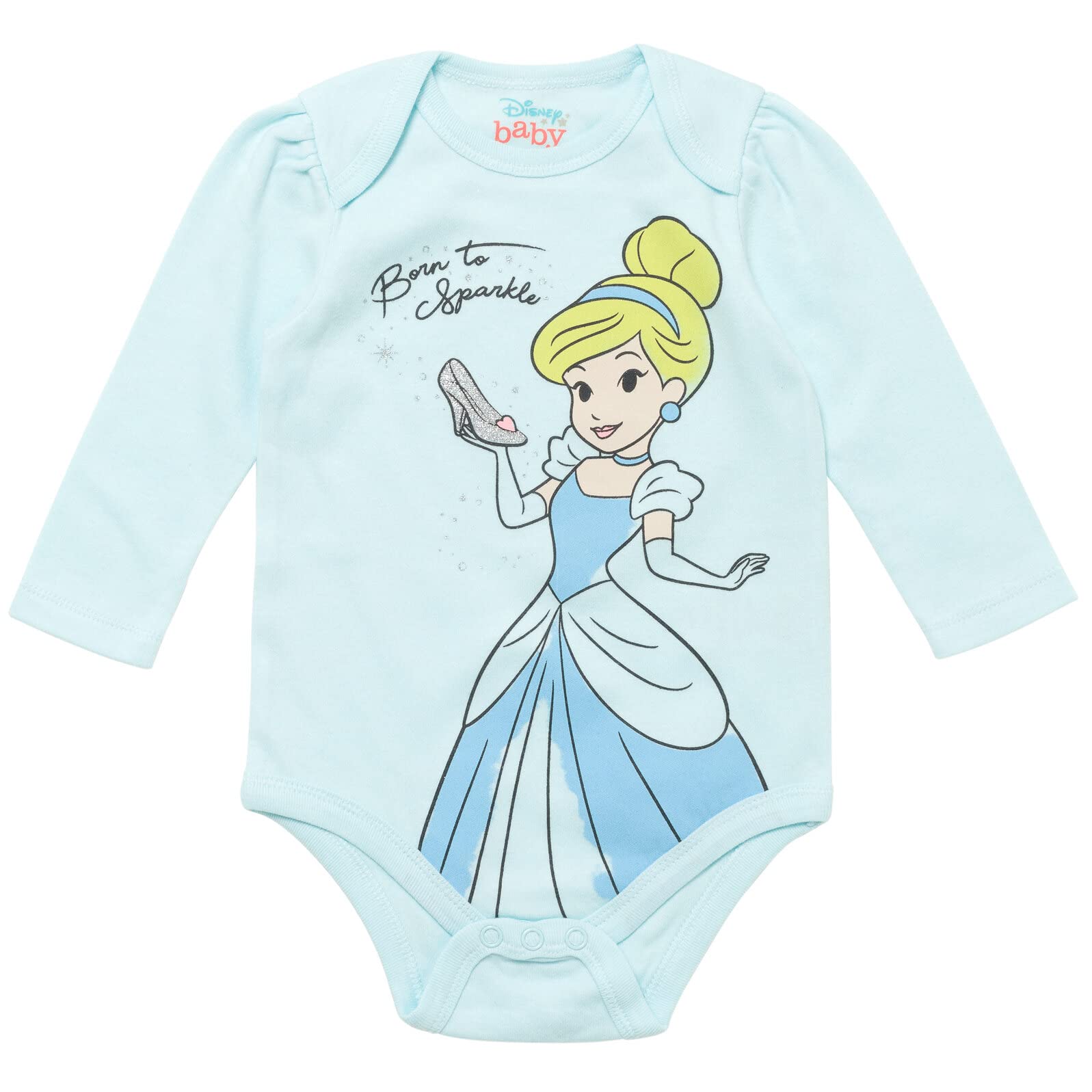 Disney Princess Ariel Belle Cinderella Newborn Baby Girls 5 Pack Bodysuits blue/green/Pink/White/Yellow 3-6 Months