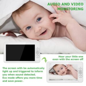 GUAZI STORE Baby Monitor, 7-inch Large Screen,Baby Monitor with Camera Audio Split Screen, Rotating Camera, Two-Way Talk, Temperature Monitoring,Baby 1080P Camera,Automatic Night Vision, Lullaby.…