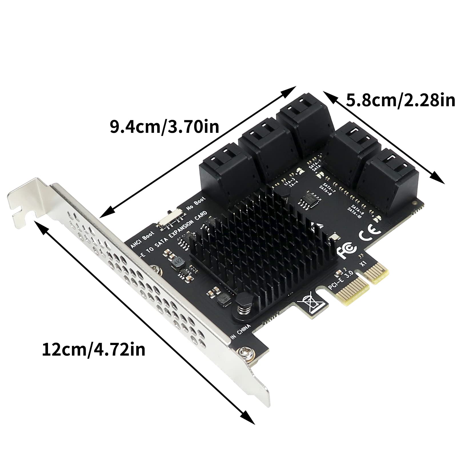 SATA Expansion Card 10 Ports, SATA PCIe Card,6Gbps PCI Express x1 to SATA 3.0 Controller Card for Windows XP/7/8/10 SSD HDD