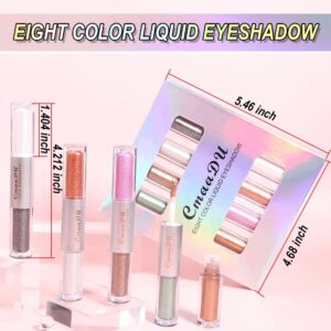 evpct 8 Colors Liquid Glitter Shimmer Metallic Eyeshadow Set Sparkly Glitter Sparkle Colorful Liquid Eyeliner Set delineador pupilentes de ojos contra el agua sombras colores para ojos con brillo 01