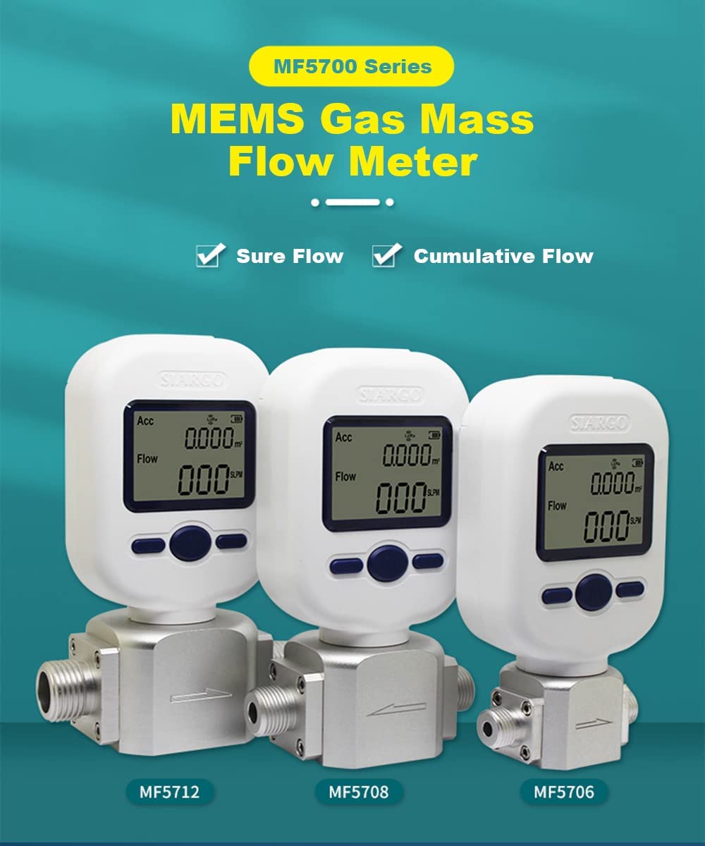 Gas Flow Meter Tester, Digital Portable Gas Mass Air Flow Rate Meter MF5712 MF5706 (0-100L/Min)