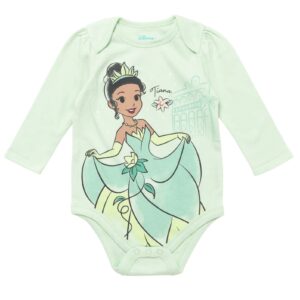 Disney Princess Ariel Belle Cinderella Newborn Baby Girls 5 Pack Bodysuits blue/green/Pink/White/Yellow 3-6 Months