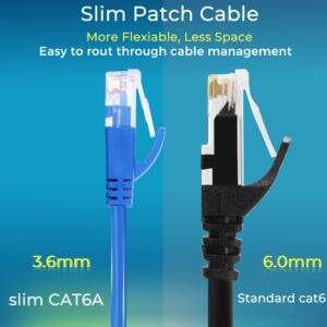 Rapink Patch Cables Cat6a 1ft (24 Pack) Slim, Cat6a Ethernet Patch Cable 10G Support, Snagless Cat 6 Patch Cable for Patch Panel to Switch, Flexiable Cat 6a Ethernet Cable with Gold Plated