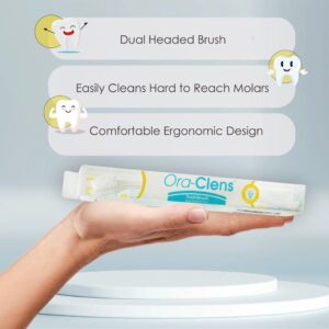 Ora-Clens Dual Ended Toothbrush- Ergonomic Angled Design, Long Flexible Neck, Lightweight, Comfortable, Helps Control Tartar, Plaque & Bad Breath for Dogs and Cats.