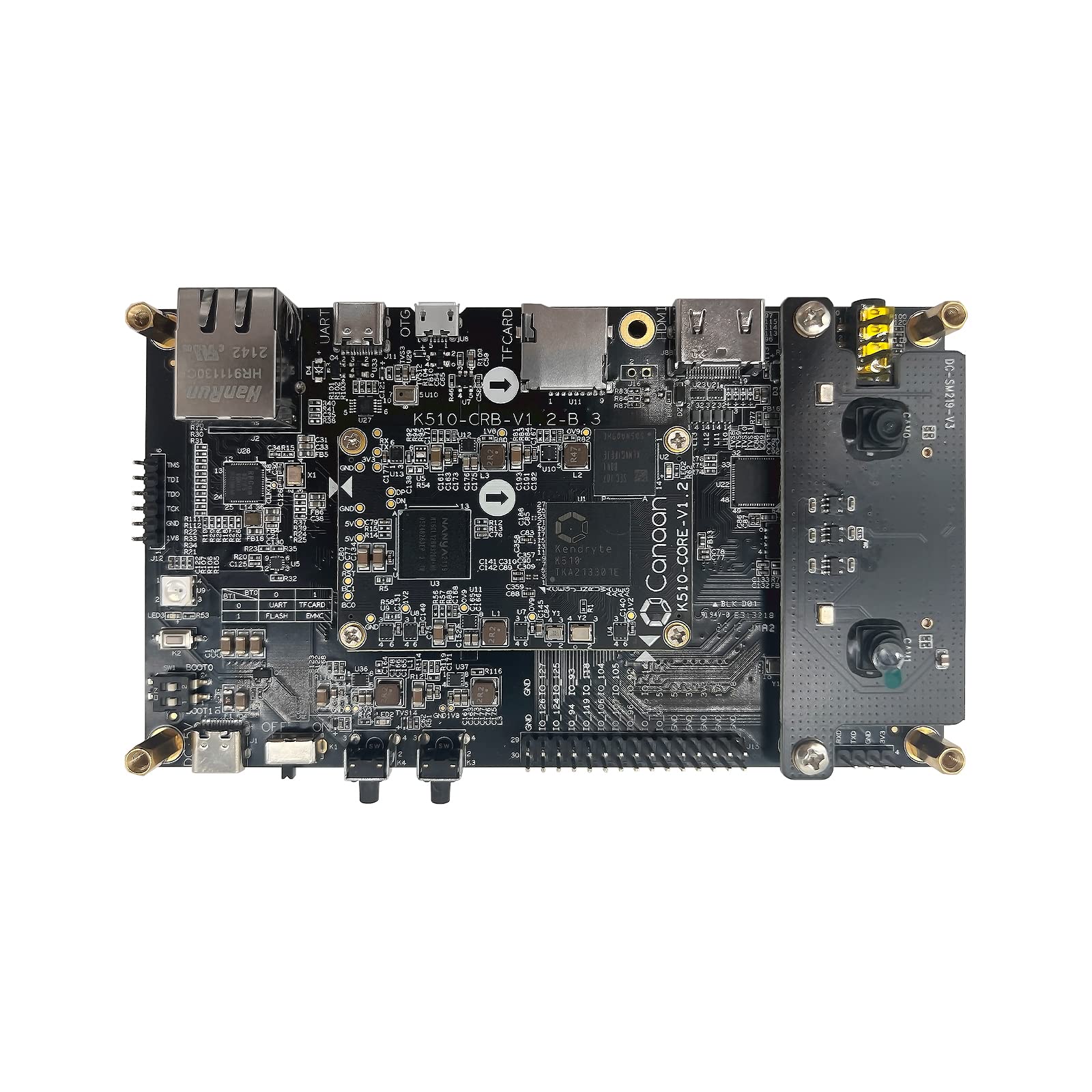 youyeetoo 64bit RISC-V Development Kit Kendryte K510 CRB-KIT,2.5 Tops AI Edge K510 chip,with Acrylic shell, Dual-camera Module and LCD Display,Provide AI tools demo