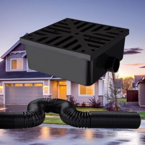 UNI-DRAIN Catch Basin Downspout Extender, Gutter Downspout with Flexible Pipe, No Deep Dig Low Profile Catch Basin 10"×10" Protect House Foundation